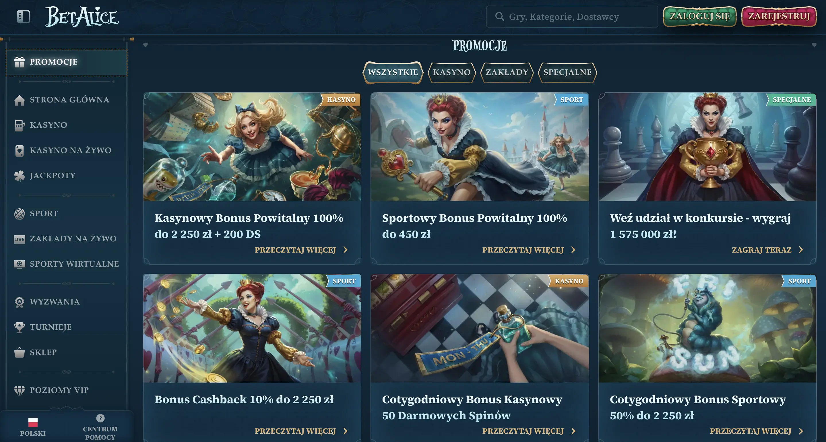 BetAlice kasyno: bonus powitalny, cashback i VIP
